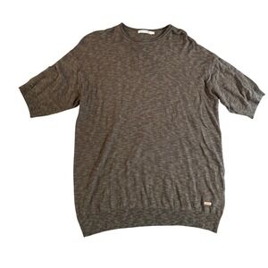 Gianni Lupo Mens Green Marl 100% Cotton Short Sleeve Knit Sweater Size S GL516S